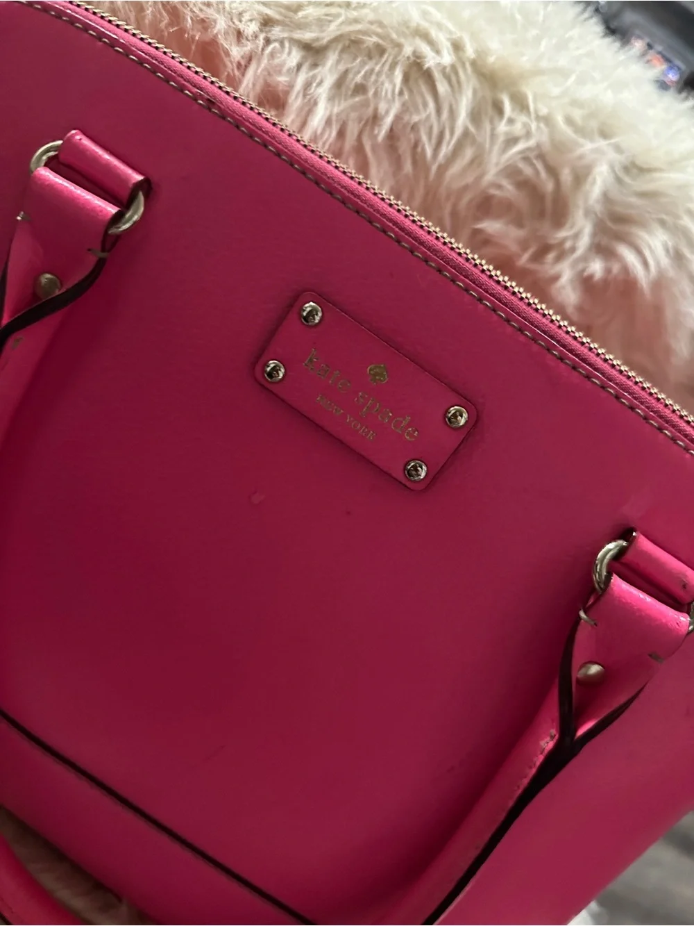 kate spade Bright Pink Leather Dome Tote